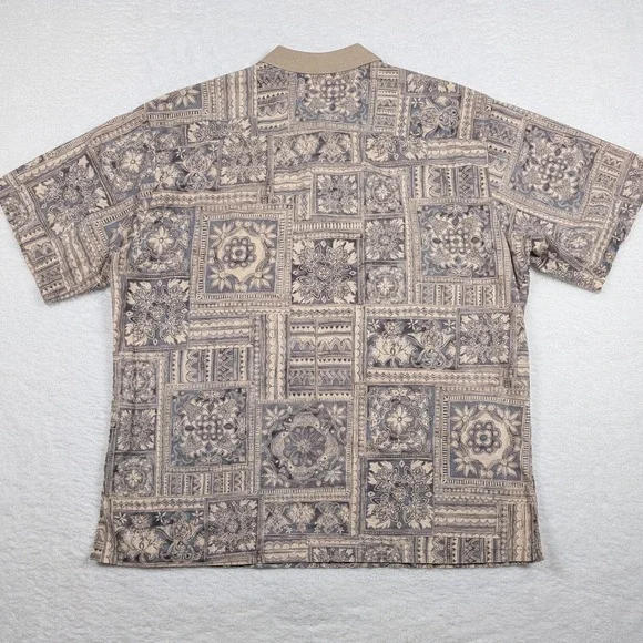 Tori Richard Polo Shirt Mens XL Hawaiian Geometric Tiki Resort Beach USA Made - Picture 6 of 7